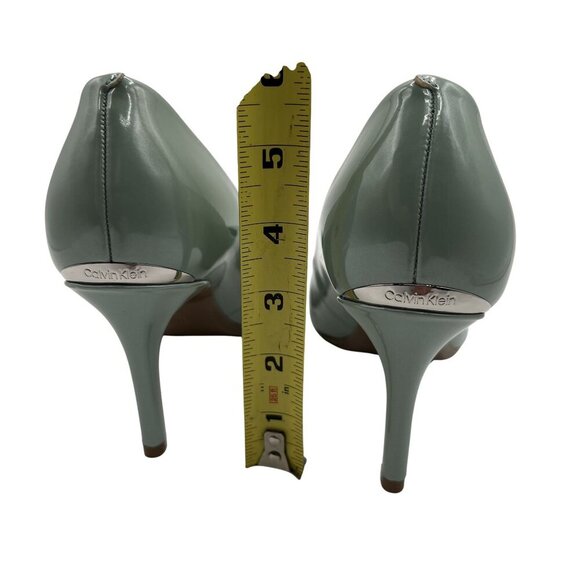 Calvin Klein Gayle Womens 7 Patent Leather Aqua Pointed Toe Dress Pump Timeless - Picture 4 of 16